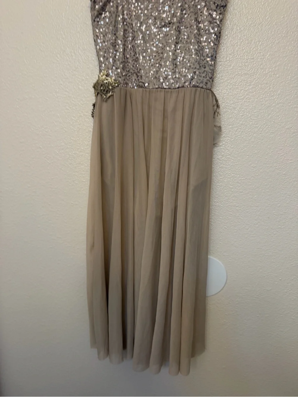 Weissman Dance Costume tan beige sequin mesh lyrical  Fall Into Me 16226 SA adul